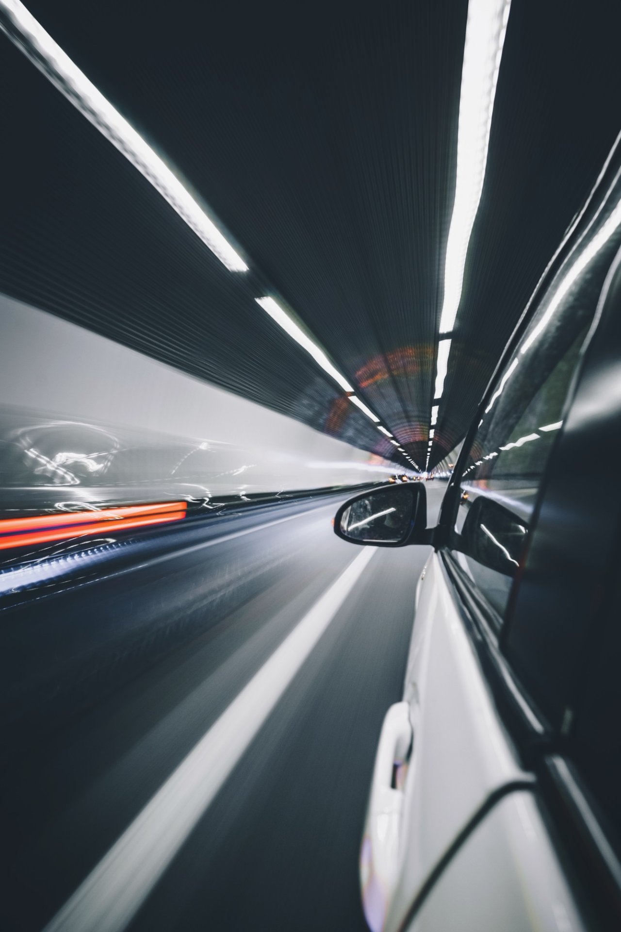 Driving in a tunnel.